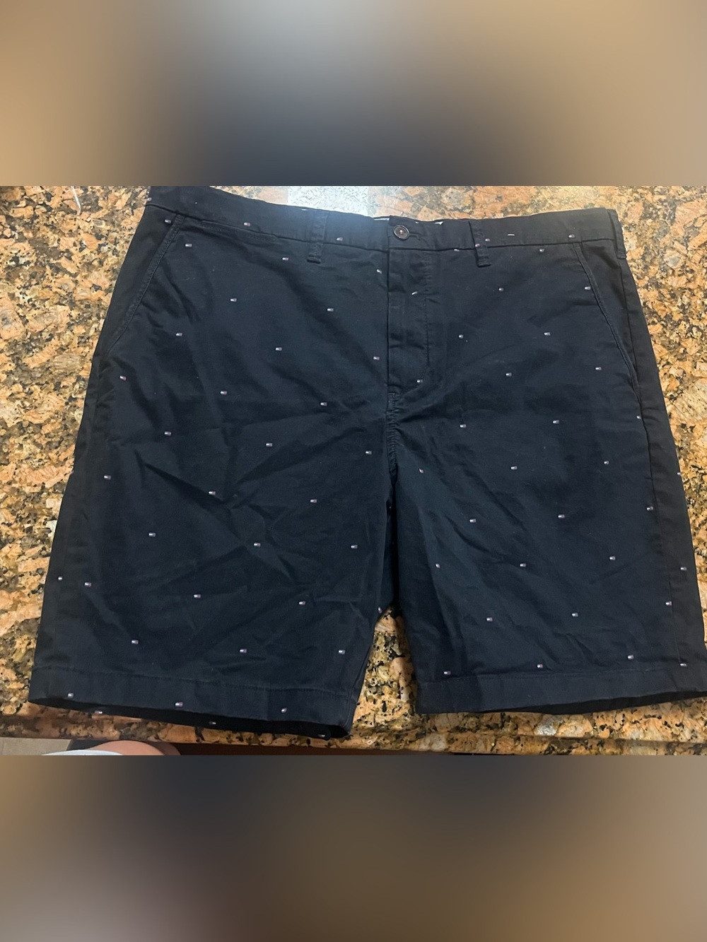 Tommy hilfigure navy blue shorts with logo print. Size 38”